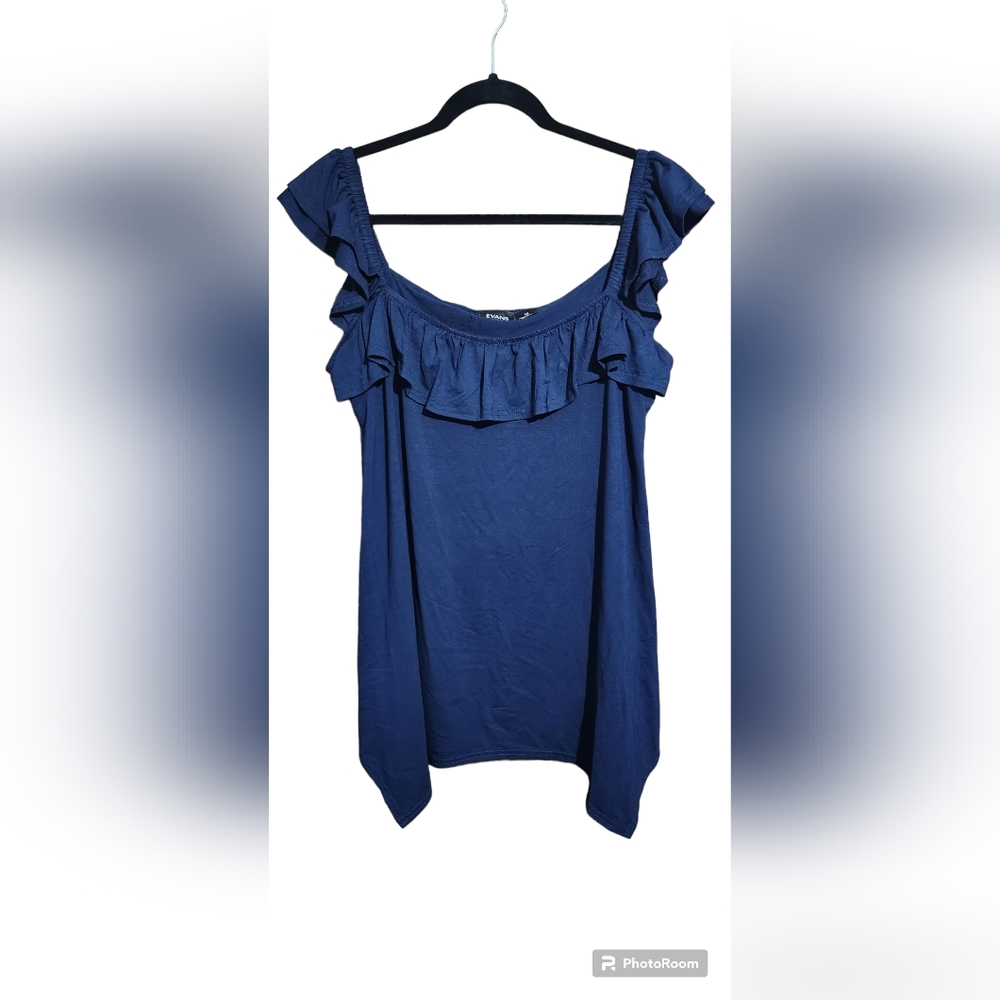Qomen- Ruffle Trim Tank, sz 18W, NEW